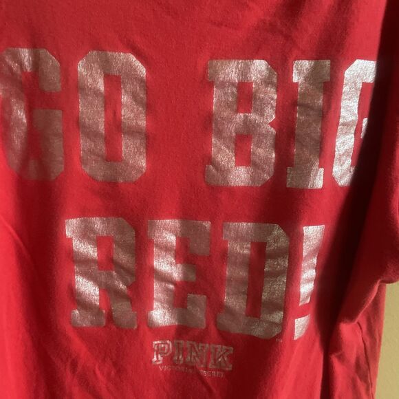 Women’s PINK Bedazzled Nebraska Huskers Short Sleeve Red Shirt Size Large - Picture 8 of 13